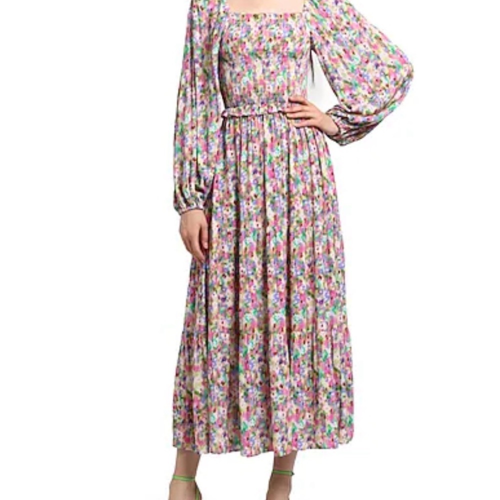 ⚡️Topshop Pink Multi Floral Square-Neck Maxi Dress